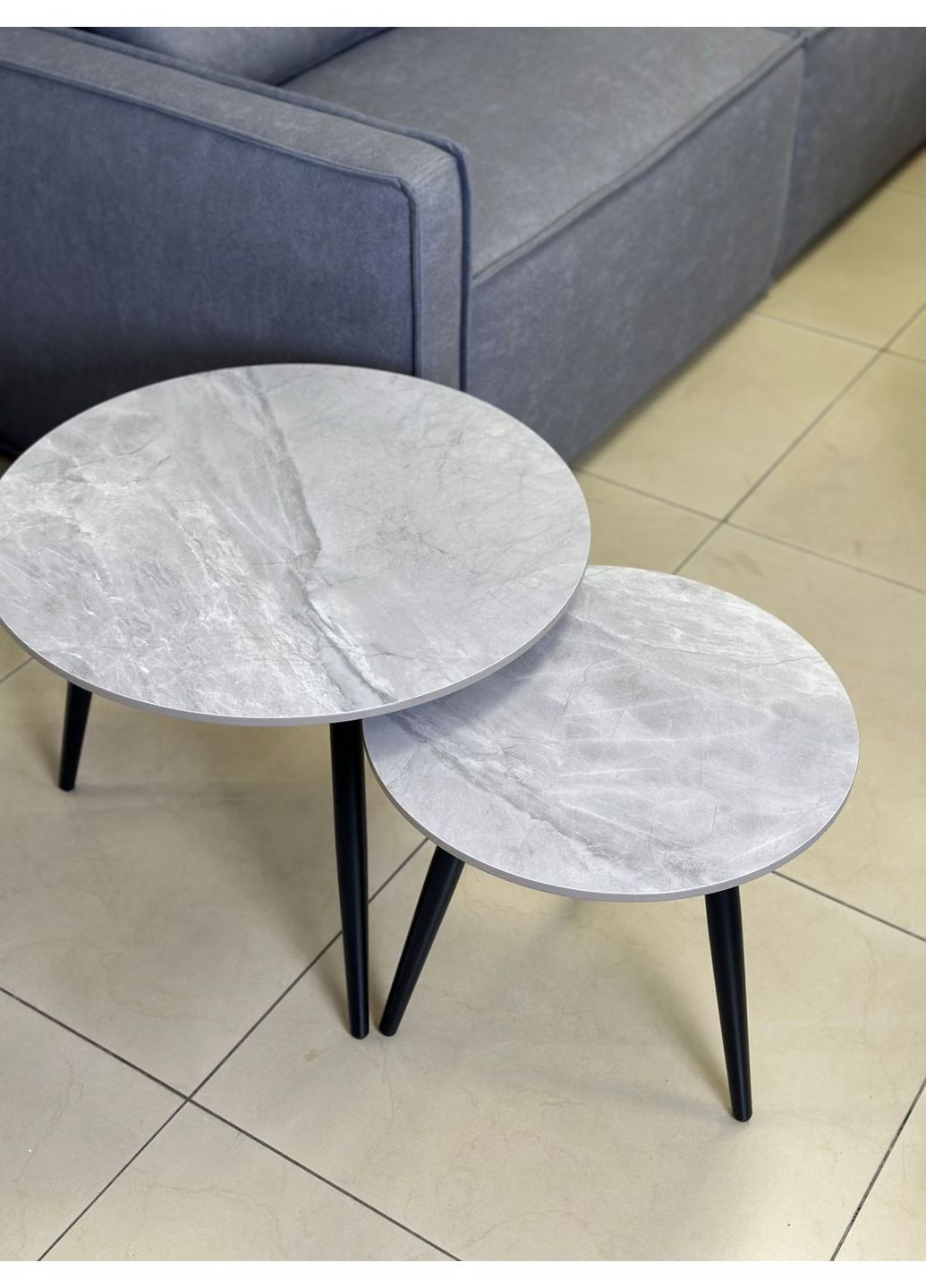 Журнальний столик GEORGIA Сірий глянець / Чорний (к-кт) 60 x 45 см. & 45 x 40 см. Intarsio (372178398)