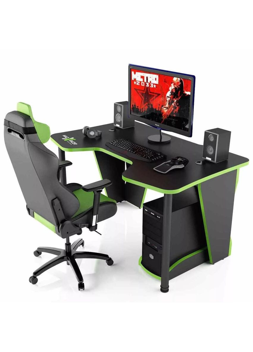 Компьютерный стол, Геймерский стол COMFORT GT12 (120 см) черно-зеленый No Brand (353497890)