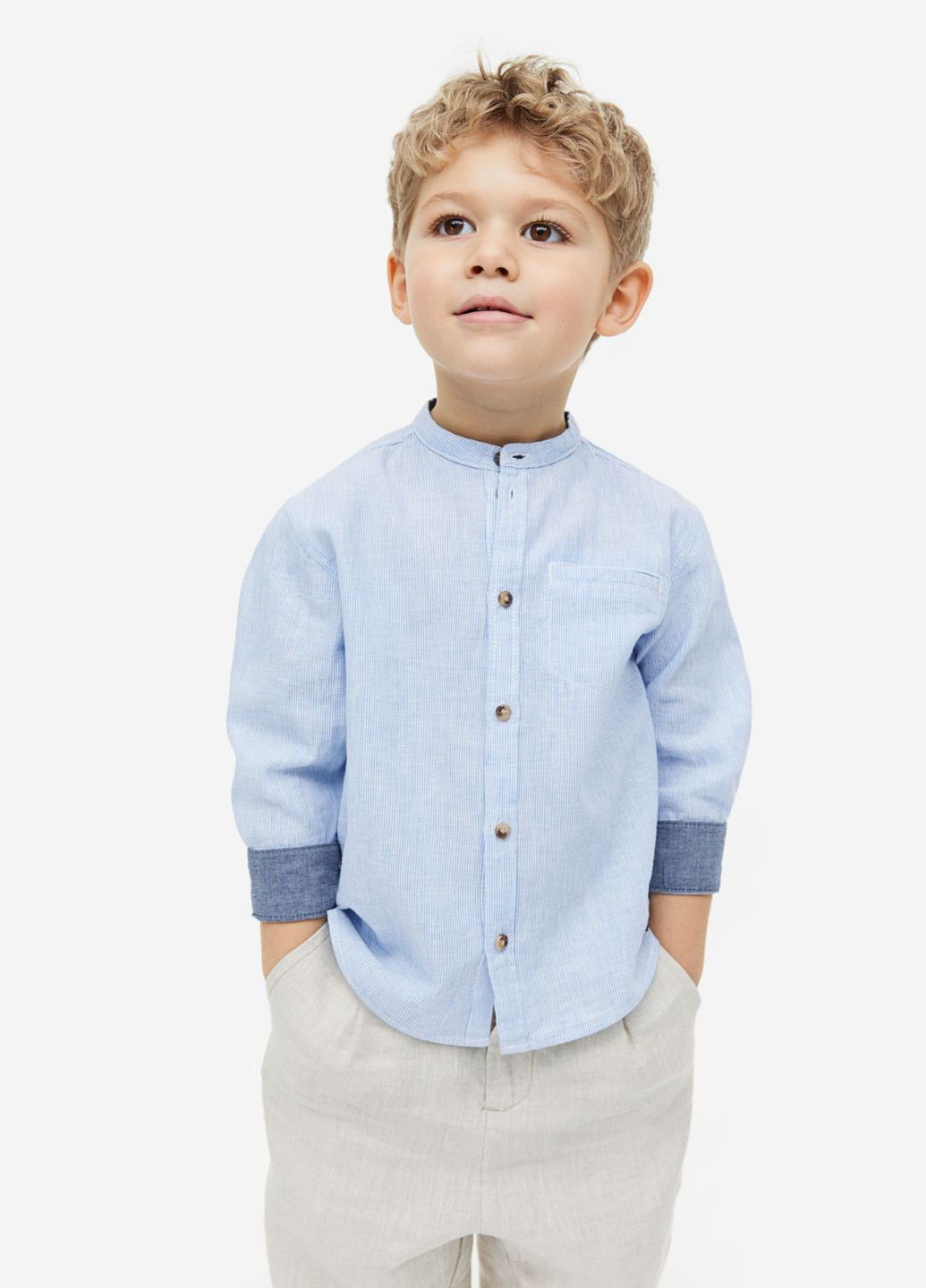 Голубой повседневный рубашка в полоску H&M