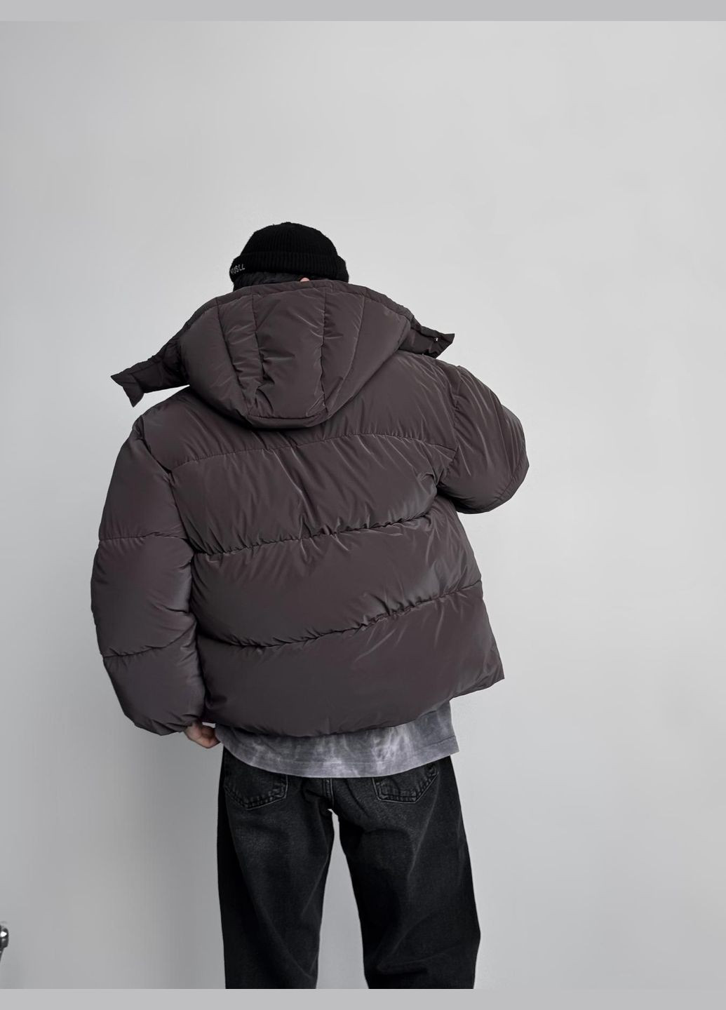 Світло-коричнева зимня куртка пуховик оверсайз No Brand