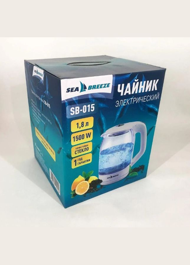 Електрочайник Sea Breeze SB-015 електрочайник білий з підсвіткою Прозорий 1,8 л 1500 Вт No Brand (317191403)