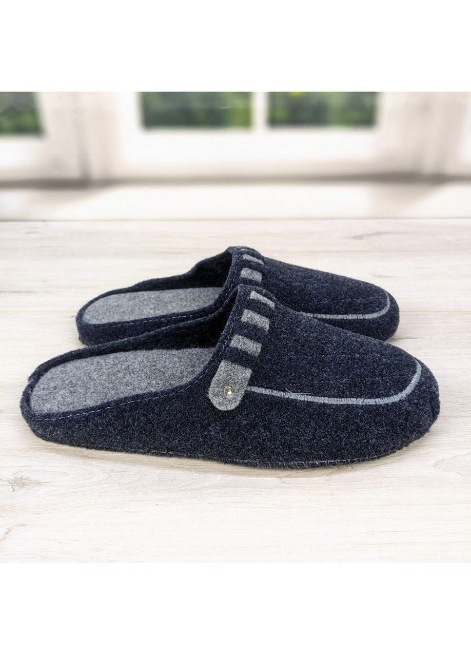 Синие тапочки мужские комнатные klerotex фетровые для ламината No Brand