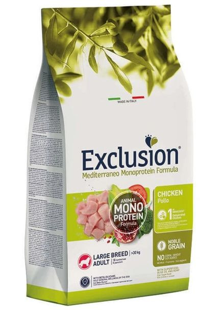 Полнорационный сухой корм Adult Chicken Large Breed с курицей для взрослых собак больших пород 12 кг Exclusion (364488668)