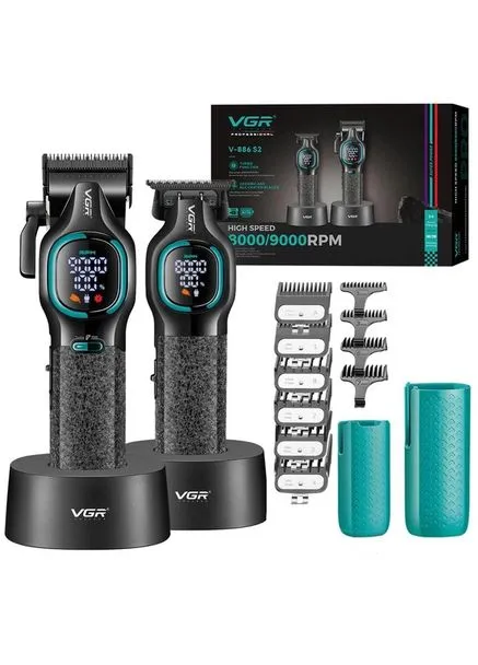 Комплект для стрижки 2 в 1 V-886 S2 BLACK, акумуляторна машинка та триммер VGR (386480752)