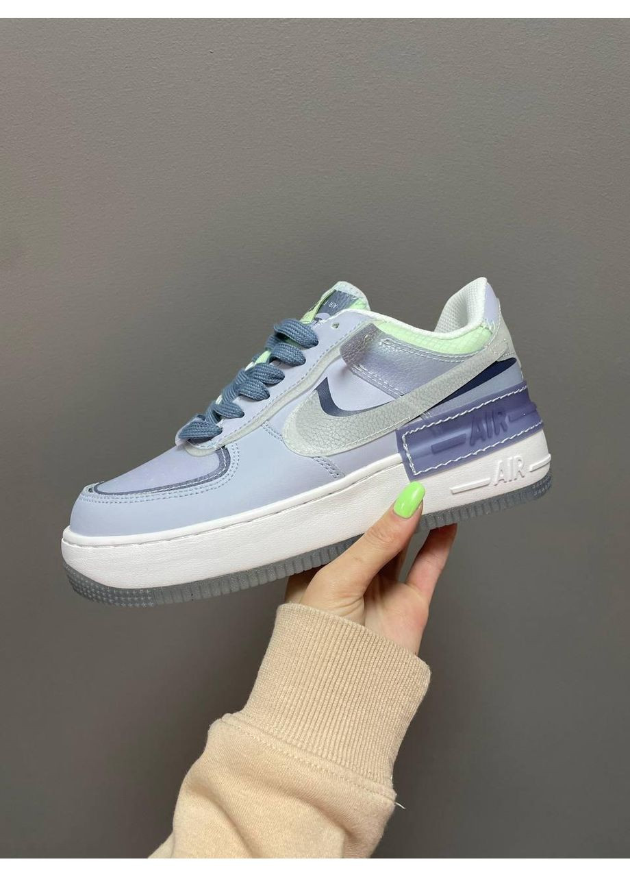 Белые демисезонные кроссовки мужские nike air force 1 shadow ghost blue найк аир форс 1 премиум No Brand