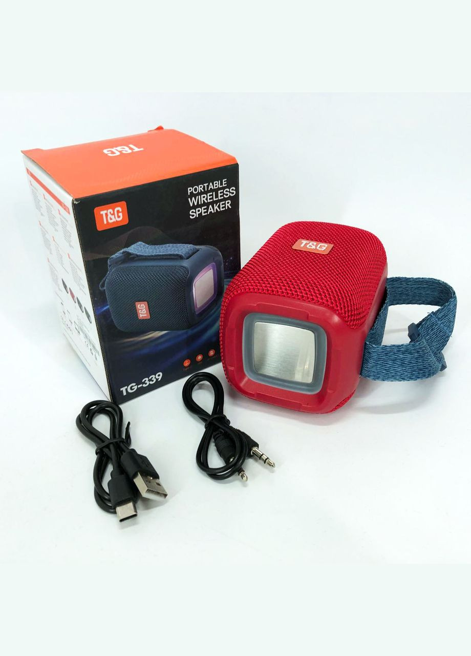 Портативная Bluetooth колонка TG339 5W с RGB подсветкой, Громкая блютуз колонка. Цвет: красный TG (372908518)