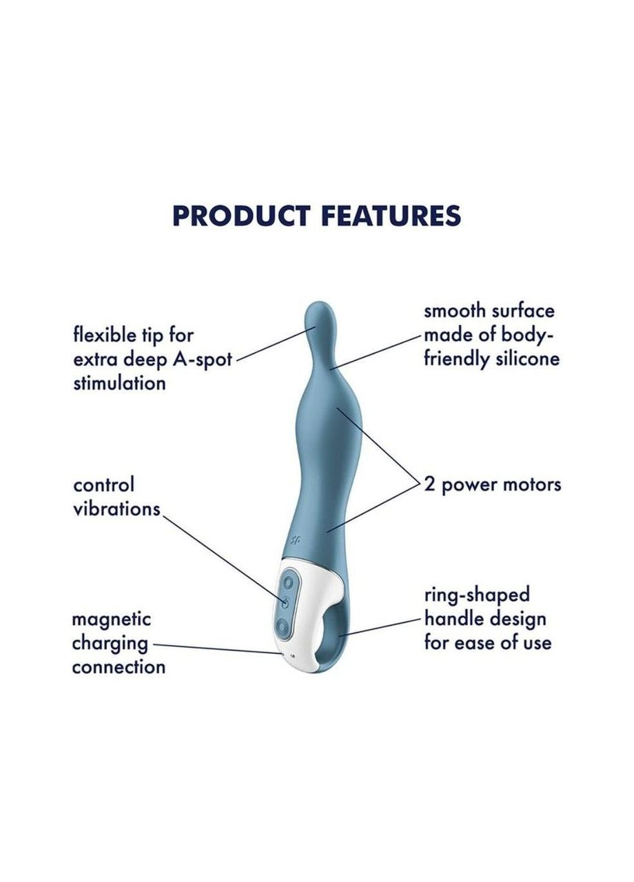 Вібратор для точки А A-Mazing 1 Blue – стимуляція точки A, вигнутий корпус, 12 режимів вібрації Satisfyer (371388980)