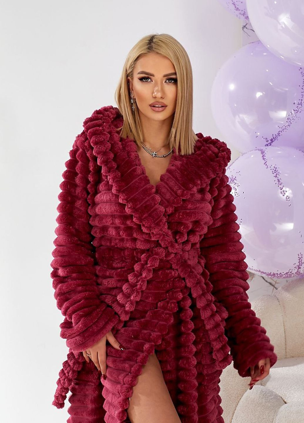 Махровый женский халат с капюшоном Selim-tekstil (308202198)