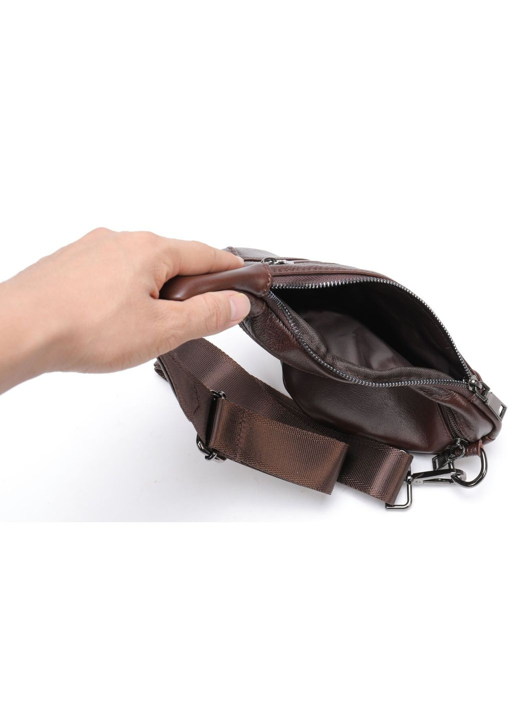 Сумка мужская через плечо слинг кожаная 14737 Коричневая Vintage (302009142)