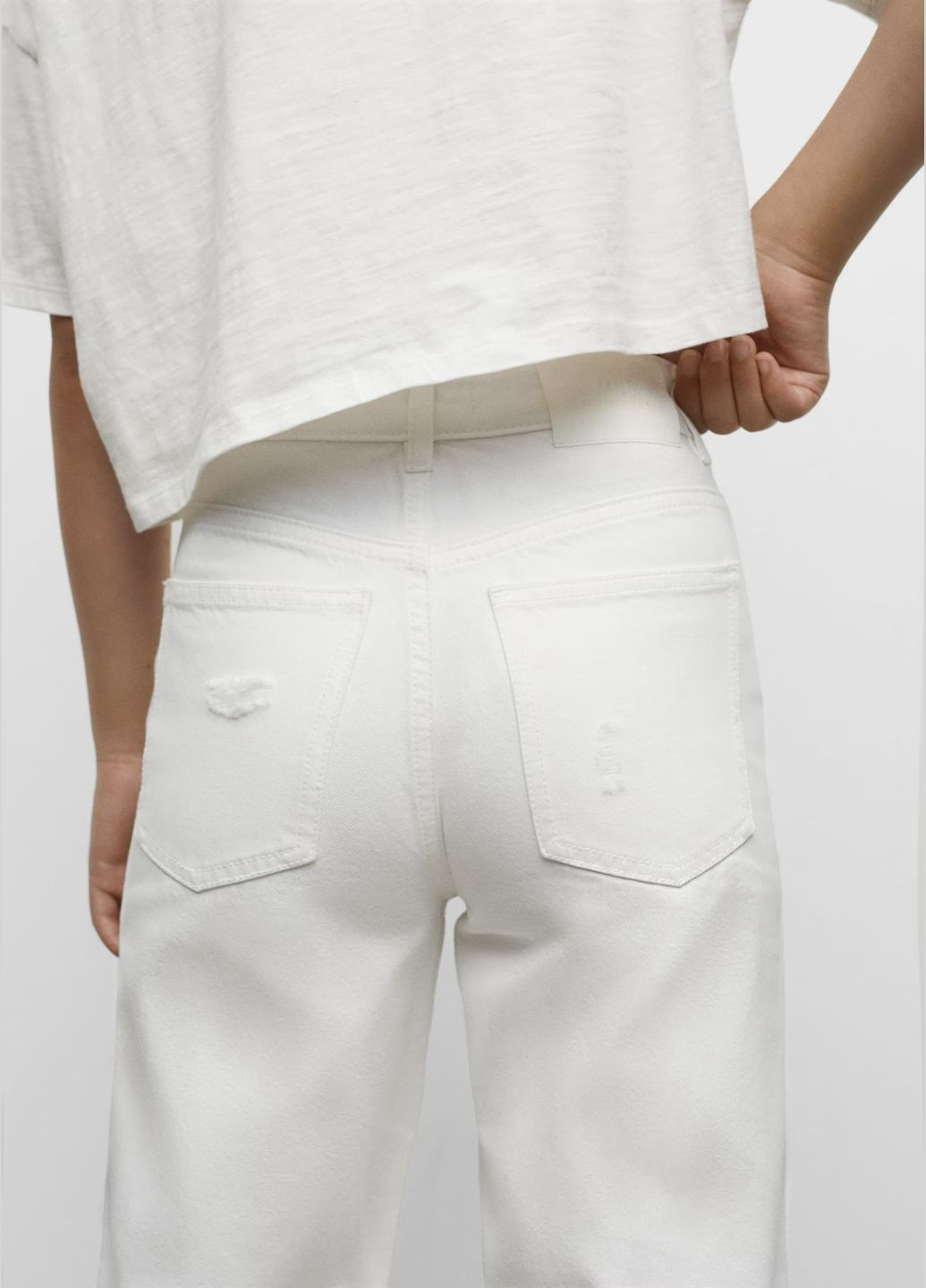 Белые демисезонные прямые джинсы teen Mango