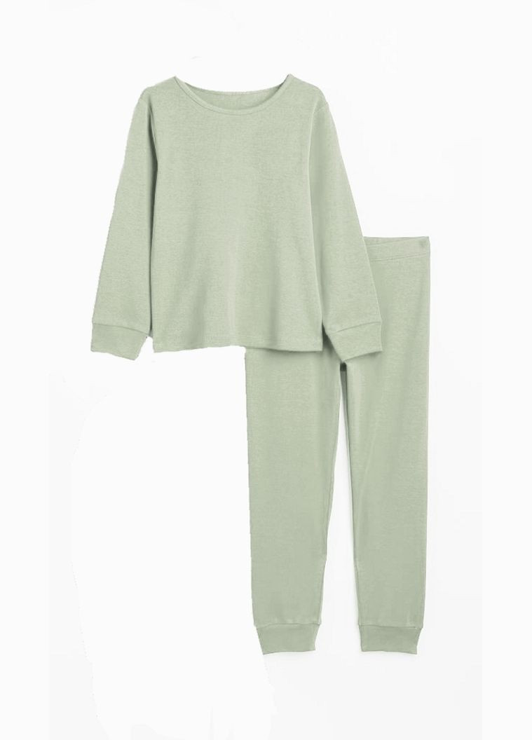 Зеленая пижама (лонгслив и штаны) для девочки 0623765-059 H&M