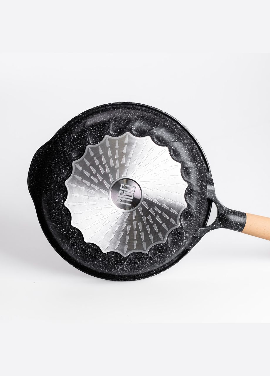 Алюмінієва сковорода 1,5 л, мармурове антипригарне покриття Ø 26 см, товсте дно чорний HP-4-419B MGC (306849258)