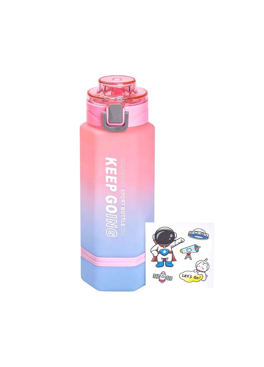 Бутылка для воды 650 мл тритан розовая для детей и подростков многоразовая с наклейками ProDobro (364192460)