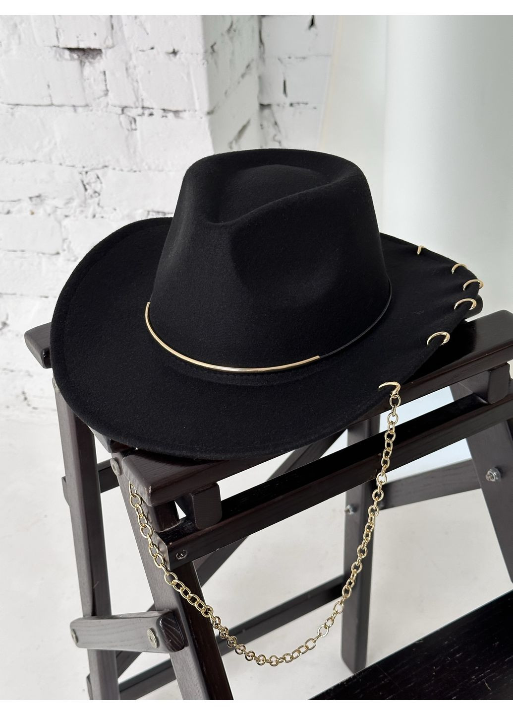 Шляпа Федора Ковбойка унисекс с декором и цепочкой No Brand (362346136)