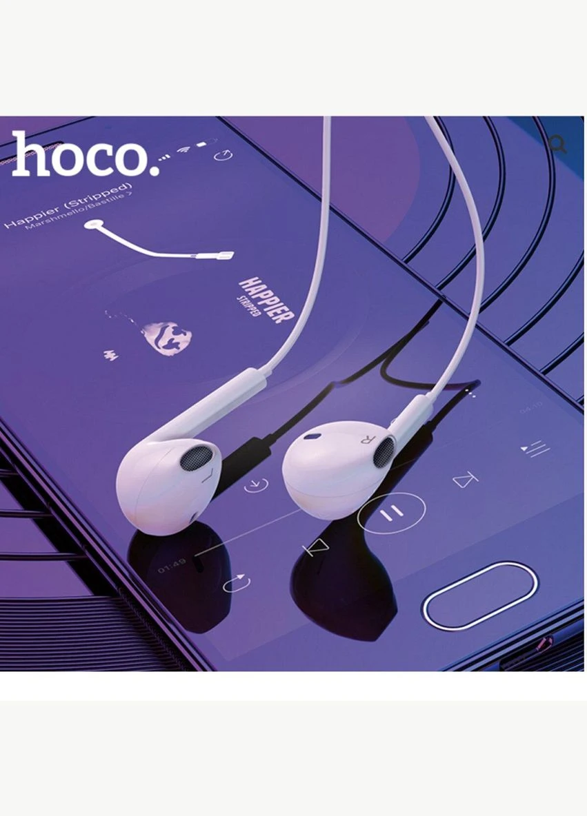 Наушники M101 Crystal joy TypeC wire-controlled digital earphones with microphone White Hoco (301090374)