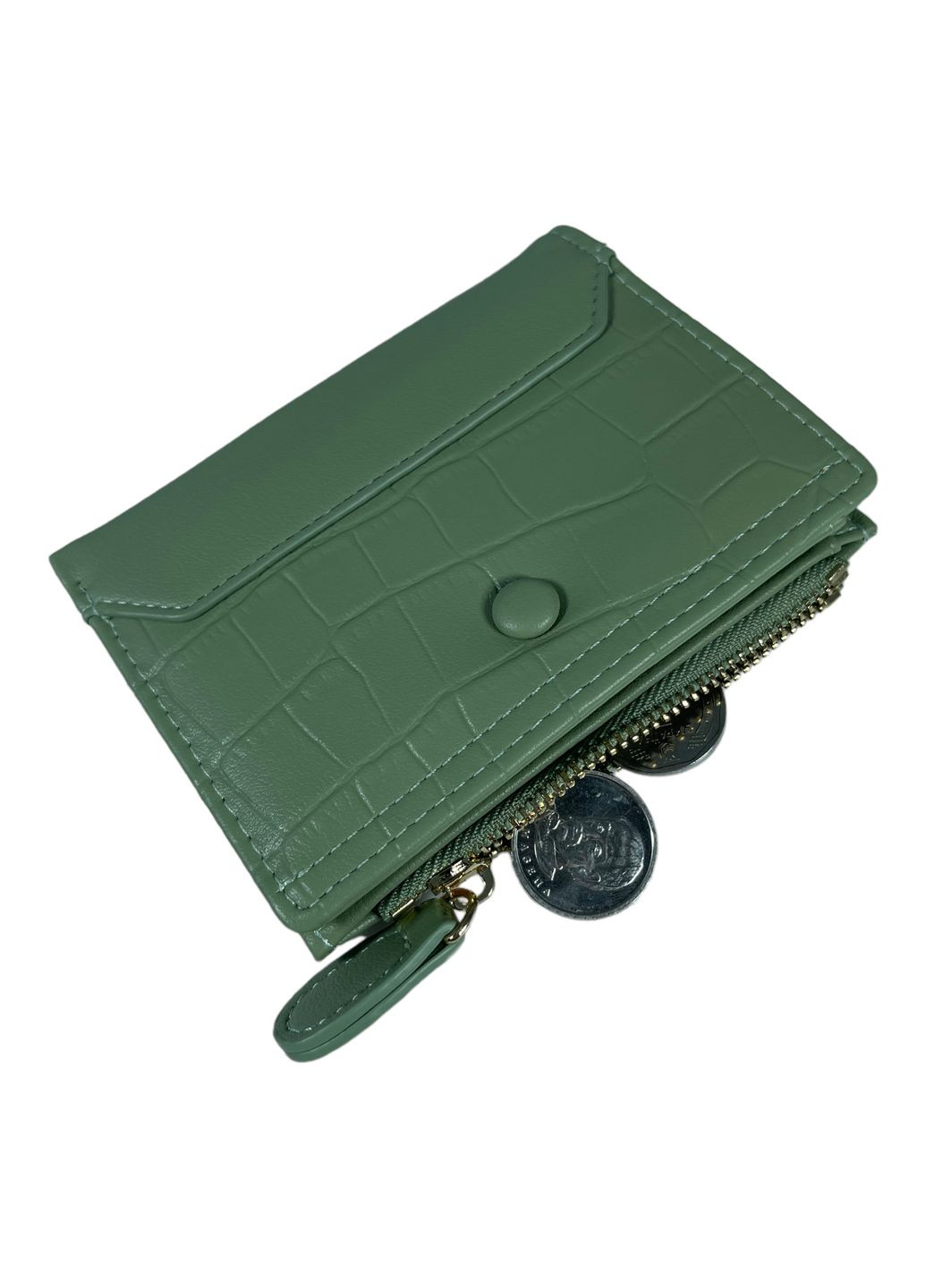Жіночий гаманець екошкіра одне відділення для купюр та 5 відділень для карток розмір:12*10*2 см зелений Tailian (268995018)
