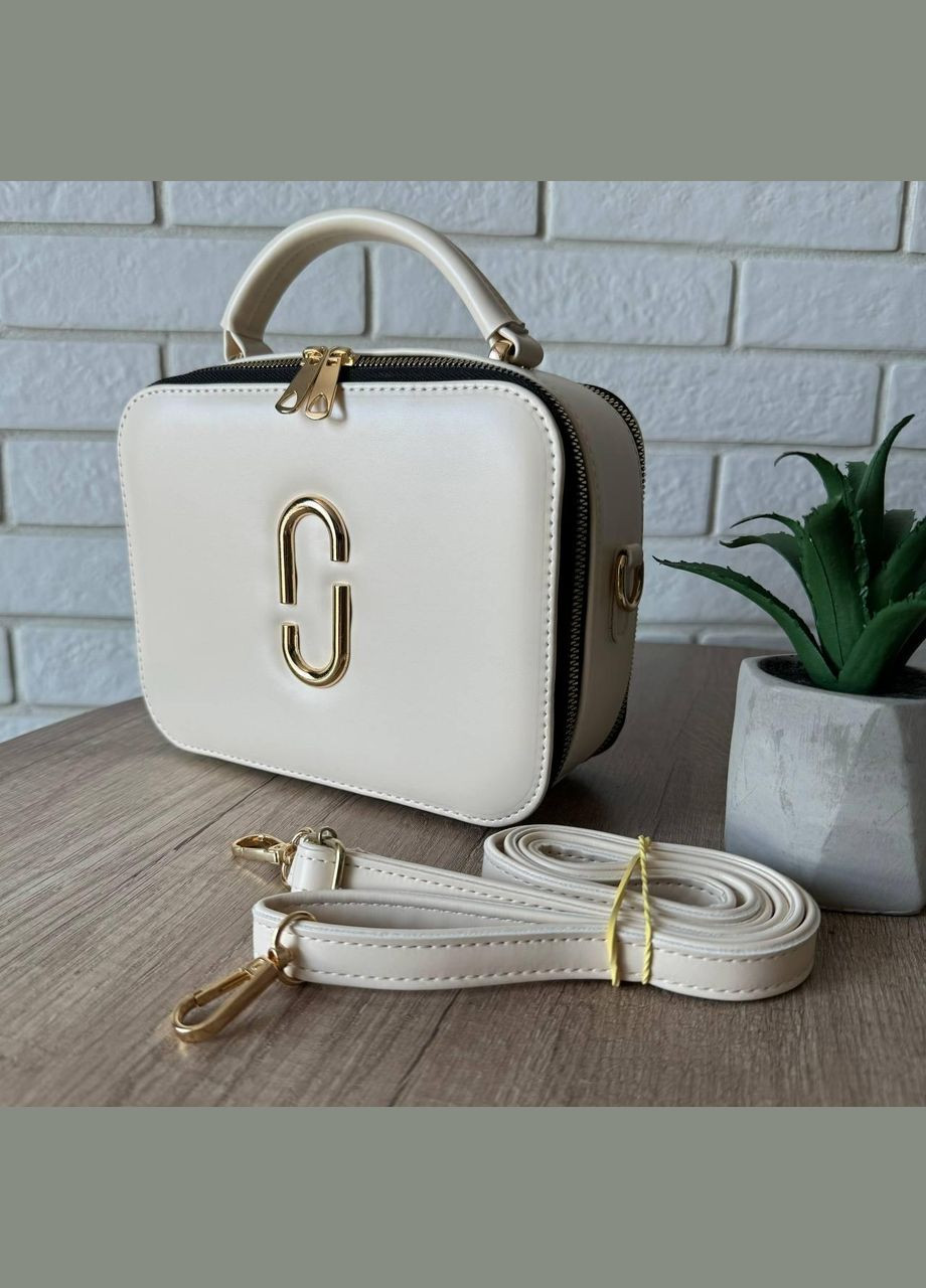 Стильная женская мини сумочка через плечо каркасная Молочный No Brand (298996770)