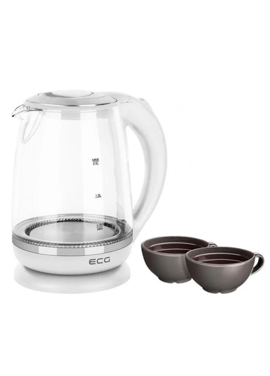 Чайник електричний скляний з підсвічуванням RK 2020 White Glass ECG (302451059)