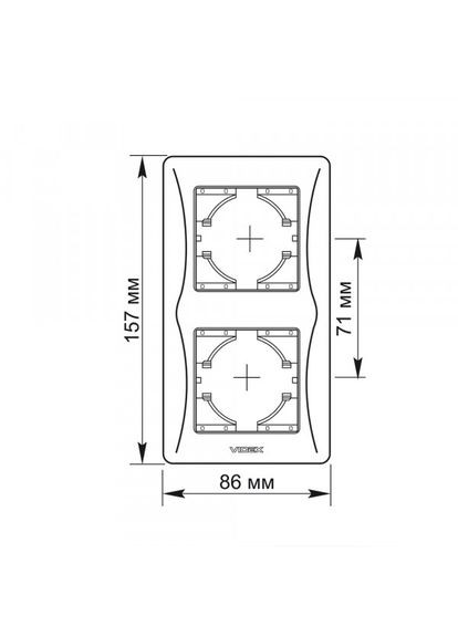 Рамка серебряный шелк на 2 места вертикальная BINERA Videx (366298445)