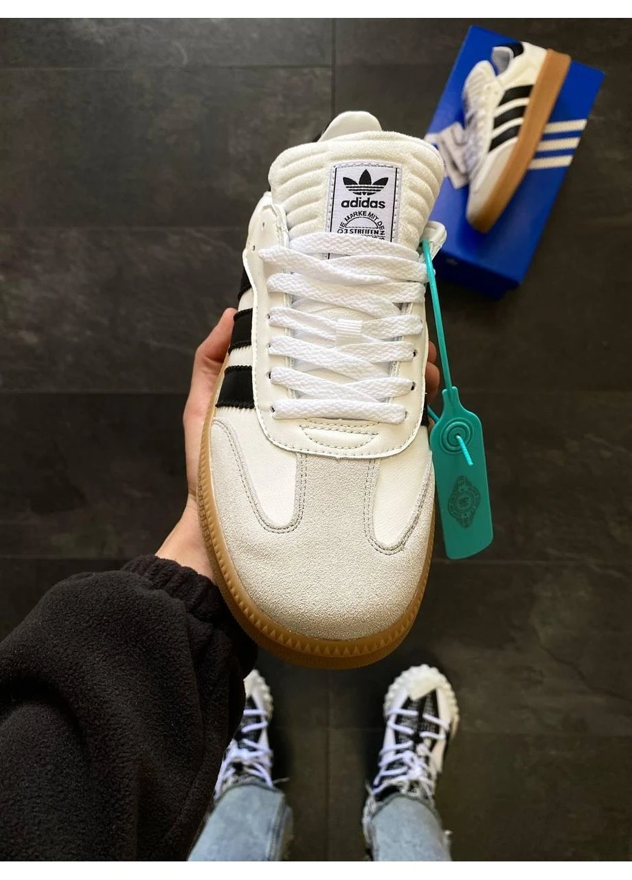 КРОССОВКИ ЖЕНСКИЕ ADIDAS SAMBA XLG WHITE/BLACK GUM PLATFORM АДИДАС САМБА БЕЛЫЕ No Brand белые демисезоны (391961095)