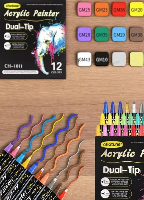 Набор акриловых маркеров 36 цветов для рисования, декора и творчества No Brand (352192383)