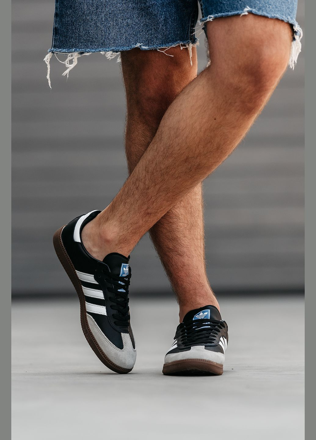 Чорні Осінні кросівки чоловічі і жіночі adidas samba vegan black grey | адідас самба веган чорні білі No Brand