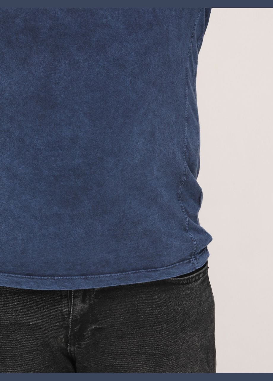 Темно-синяя футболка мужская темно-синяя хлопковая с варкой с коротким рукавом Bagarda Пряма