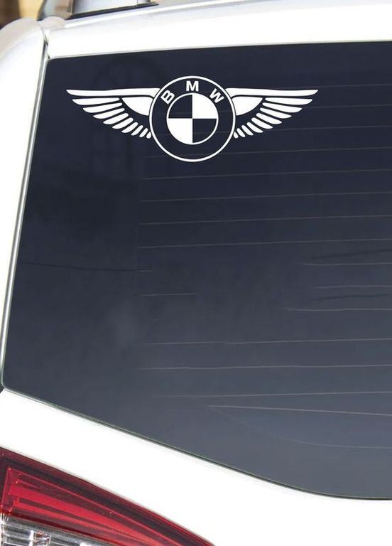 Наклейка на авто машину Логотип BMW БМВ с крыльями 30х9 см No Brand (365727104)