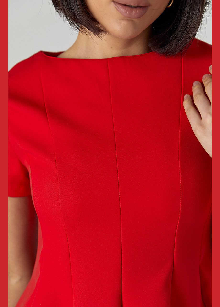 Червона жіноча міні-сукня з короткими рукавами Lurex