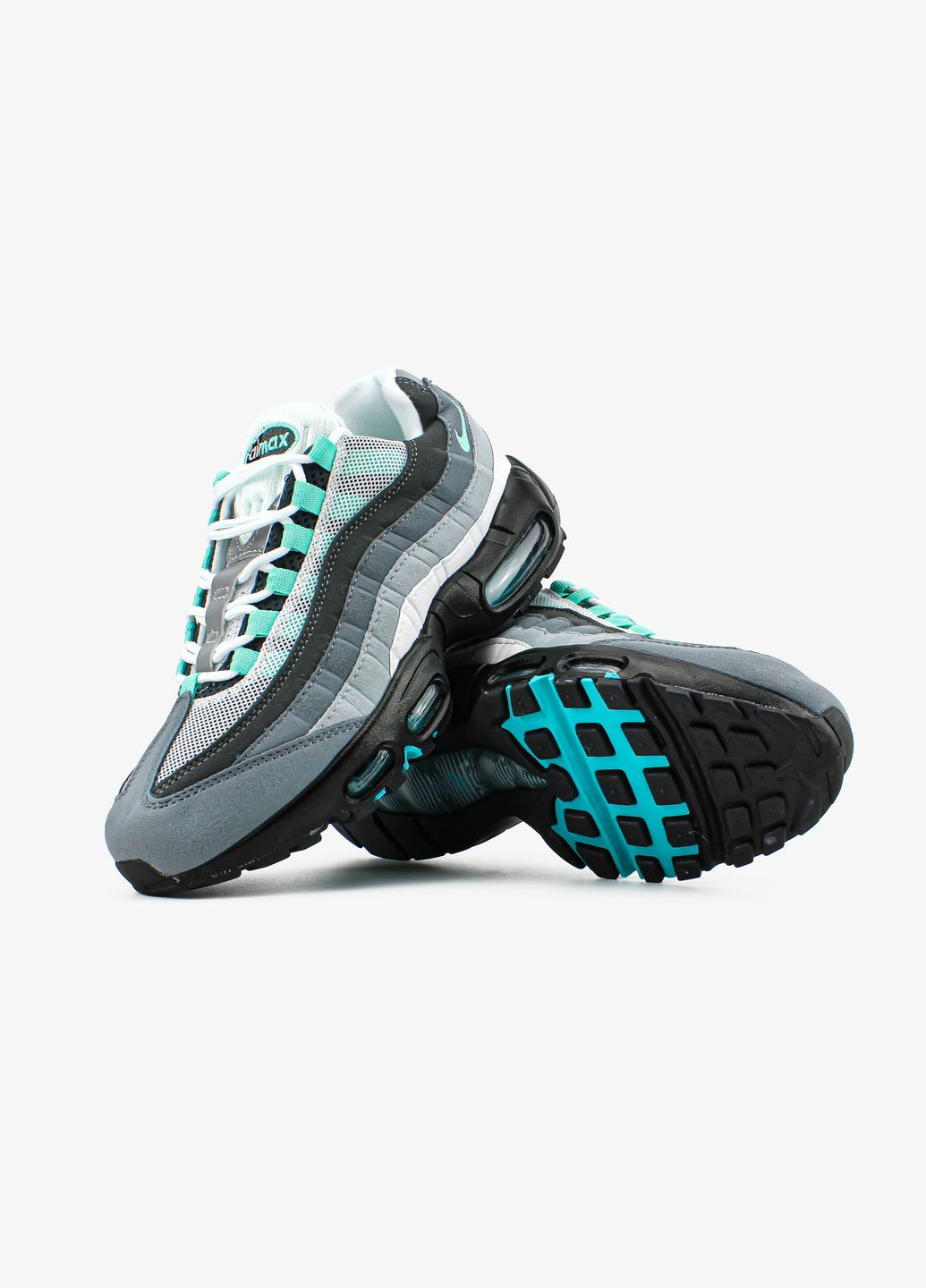 Сірі всесезон кросівки чоловічі nike air max 95 gray mint black | найк аір макс 95 сірі чорні No Brand
