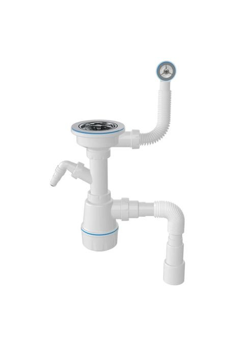 Сифон для мойки гранит с круглым переливом Waterstal 048876 (371137199)