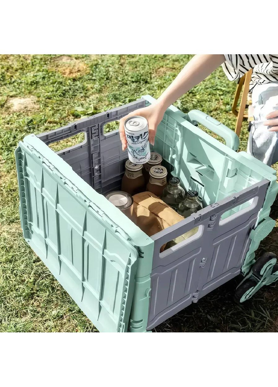 Тележка-контейнер складная универсальная пластиковая корзина на колесах с выдвижной ручкой для продуктов Home (360867128)