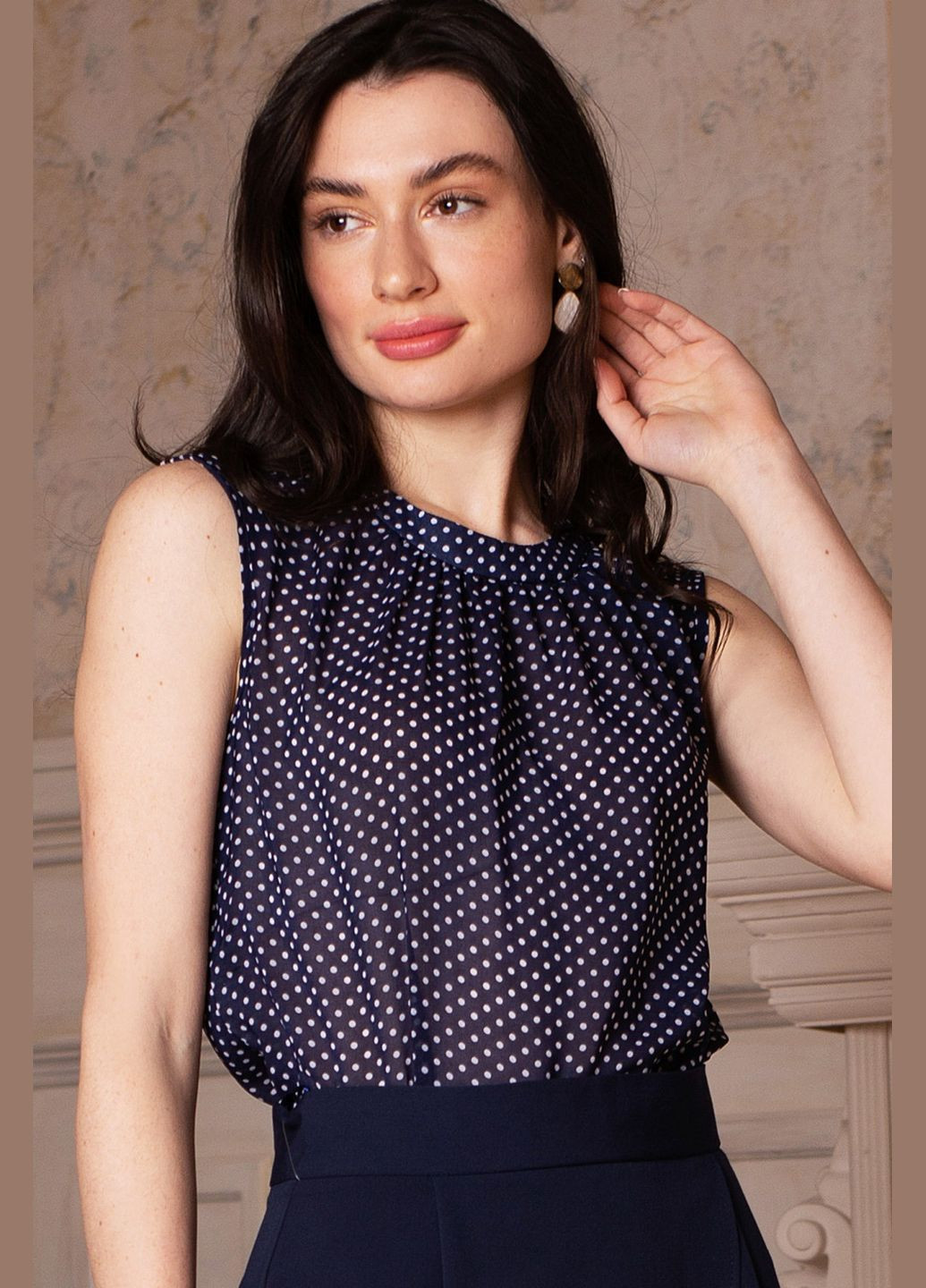 Мужская блузка в горошек с горловиной (ll167035563) LadyLike — 333341686