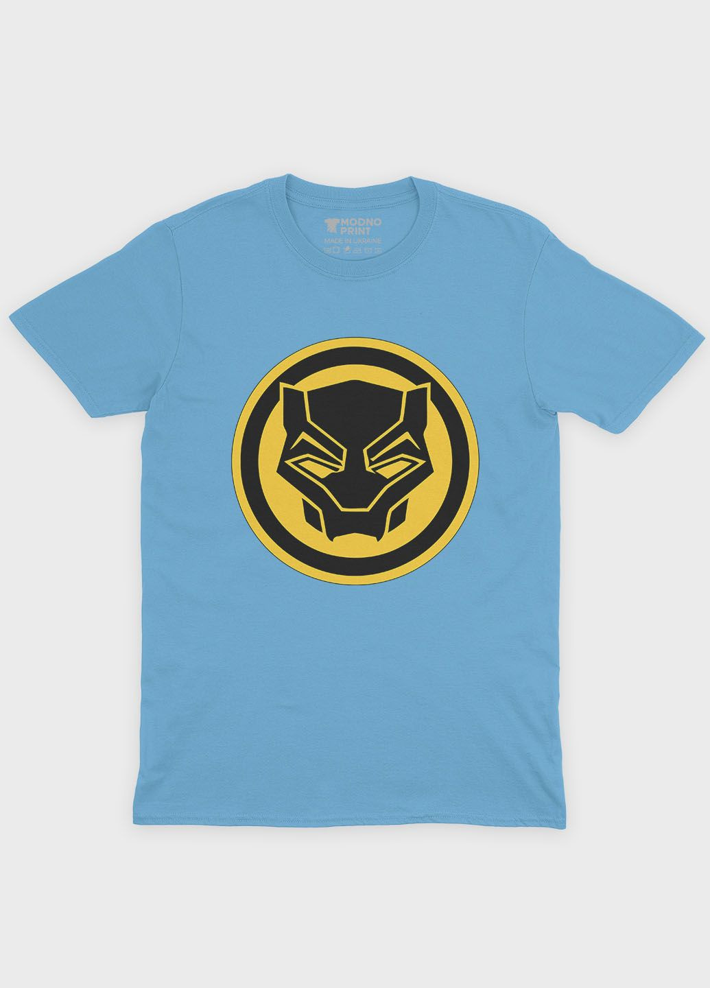 Блакитна демісезонна футболка для хлопчика з принтом супергероя - чорна пантера (ts001-1-lbl-006-027-004-b) Modno