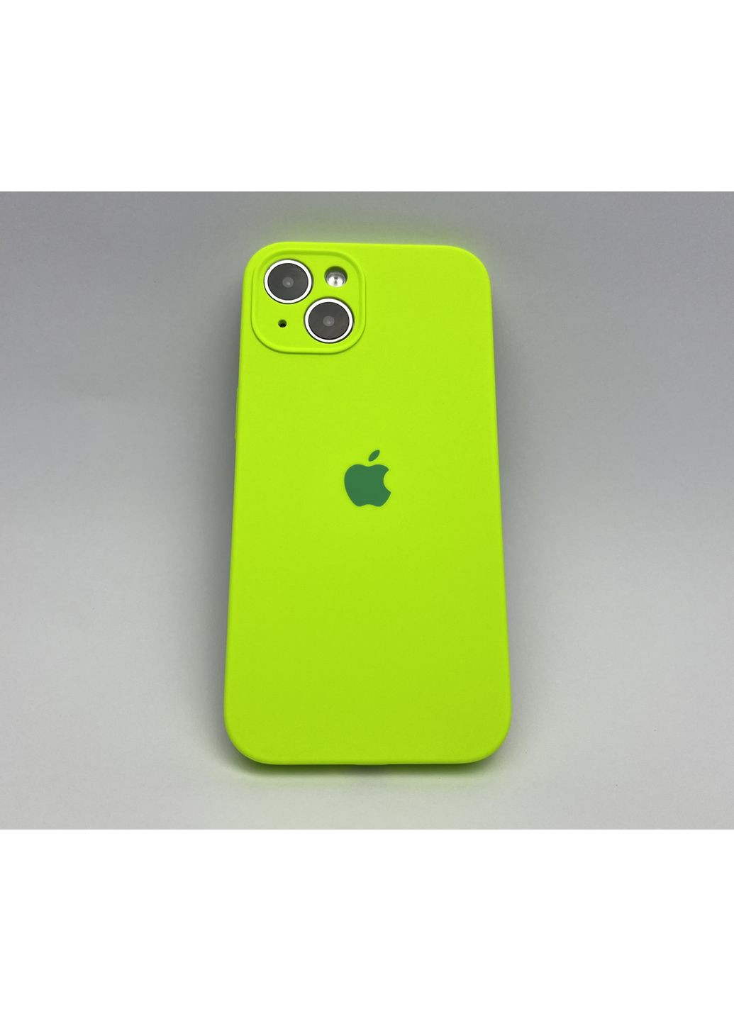 Чохол 14 Silicone case full camera мікрофібра силіконовий для айфон 14 Салатовий Neon Green No Brand (369137080)