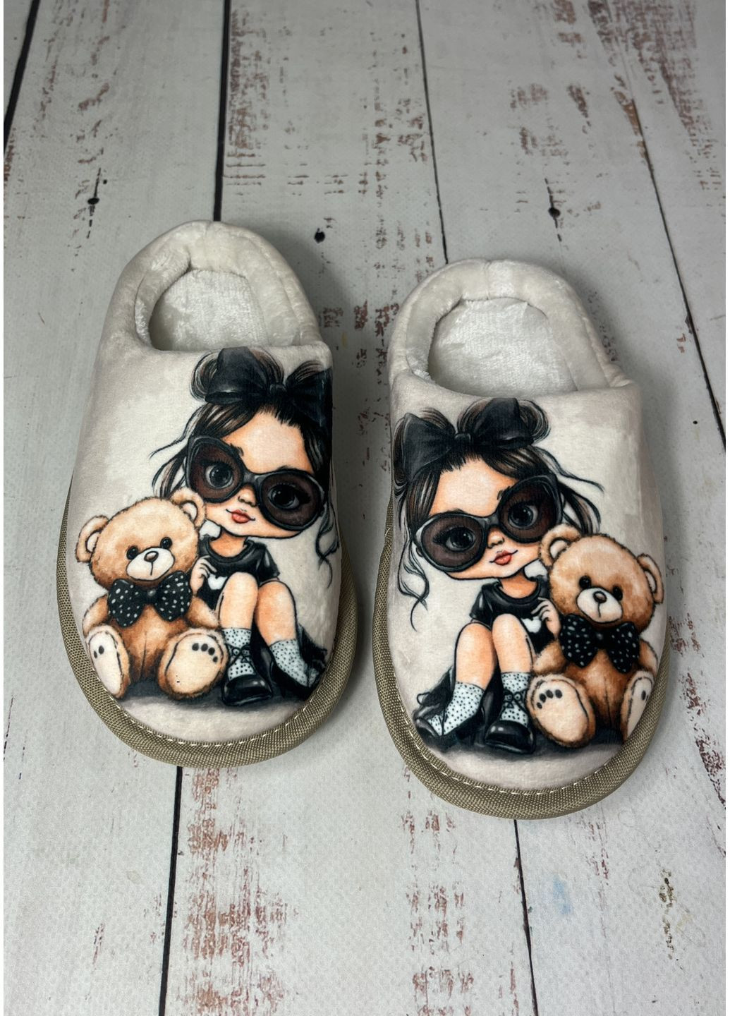 Бежевые тапочки домашние для девочки бежевый (552-1) Waldi