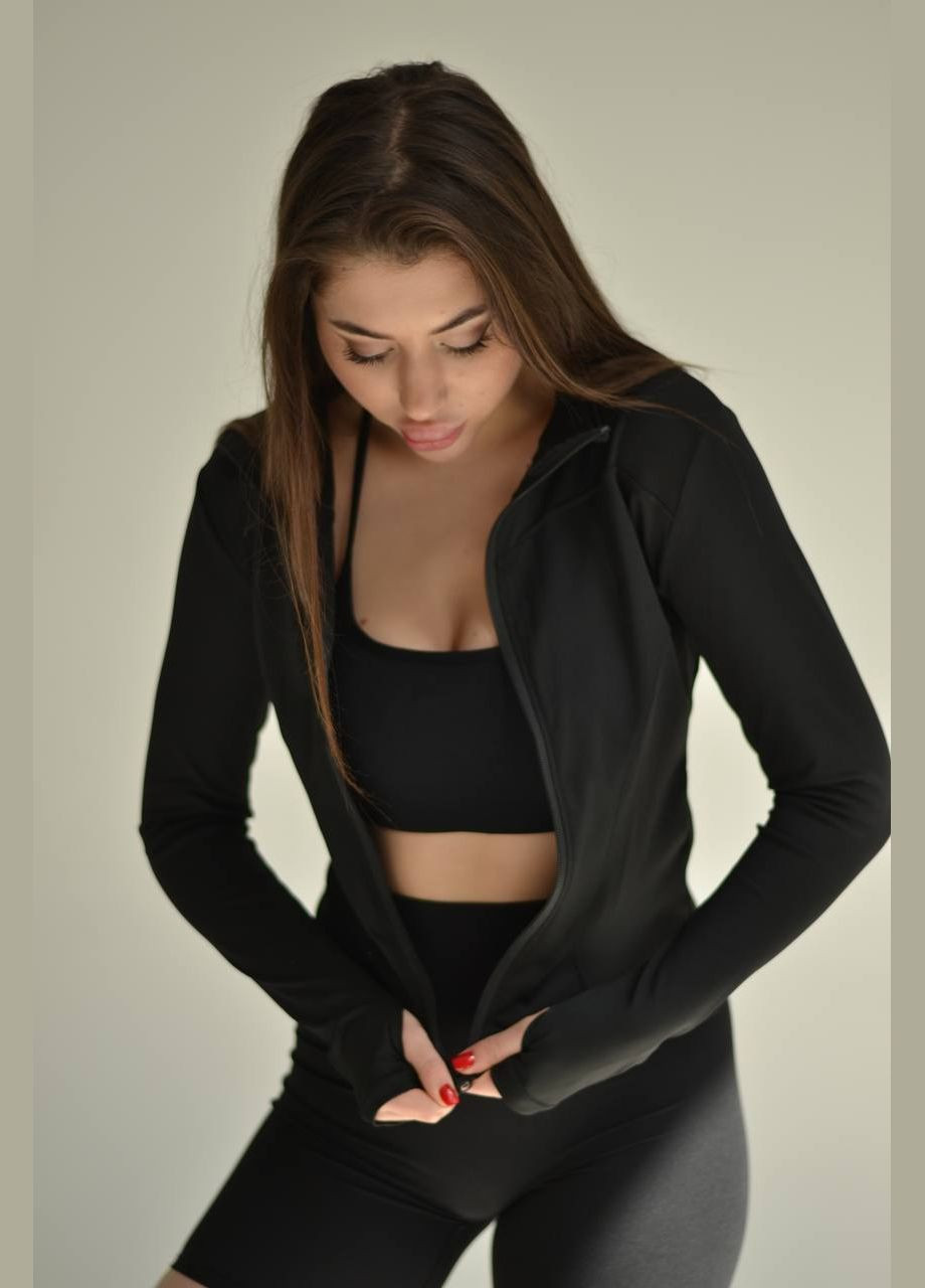 Рашгард топ с длинными рукавами женский на молнии черный S M L XL No Brand (314984114)