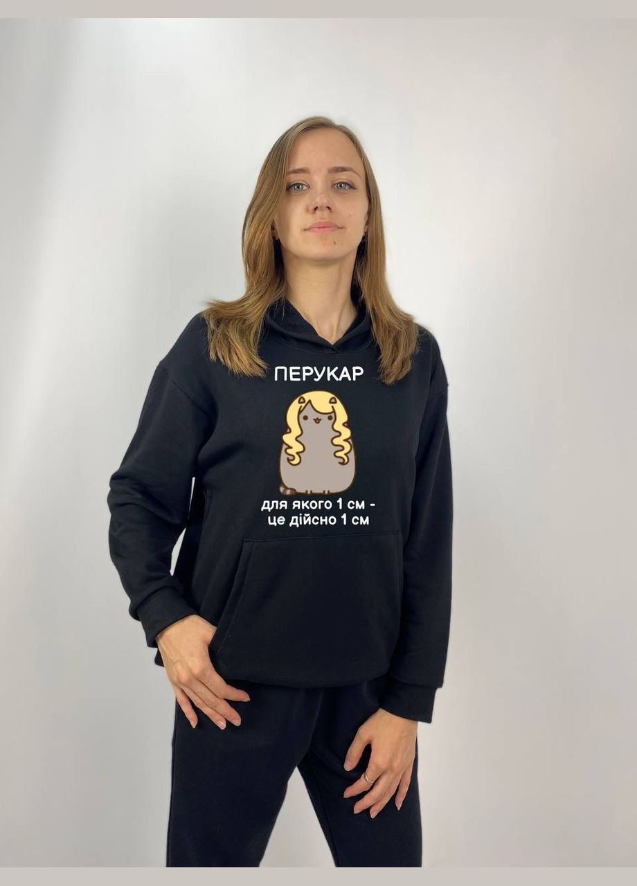 Женские худые без флиса с принтом "Парикмахер" Oversize в черном цвете (1448) Hand Made (358896379)