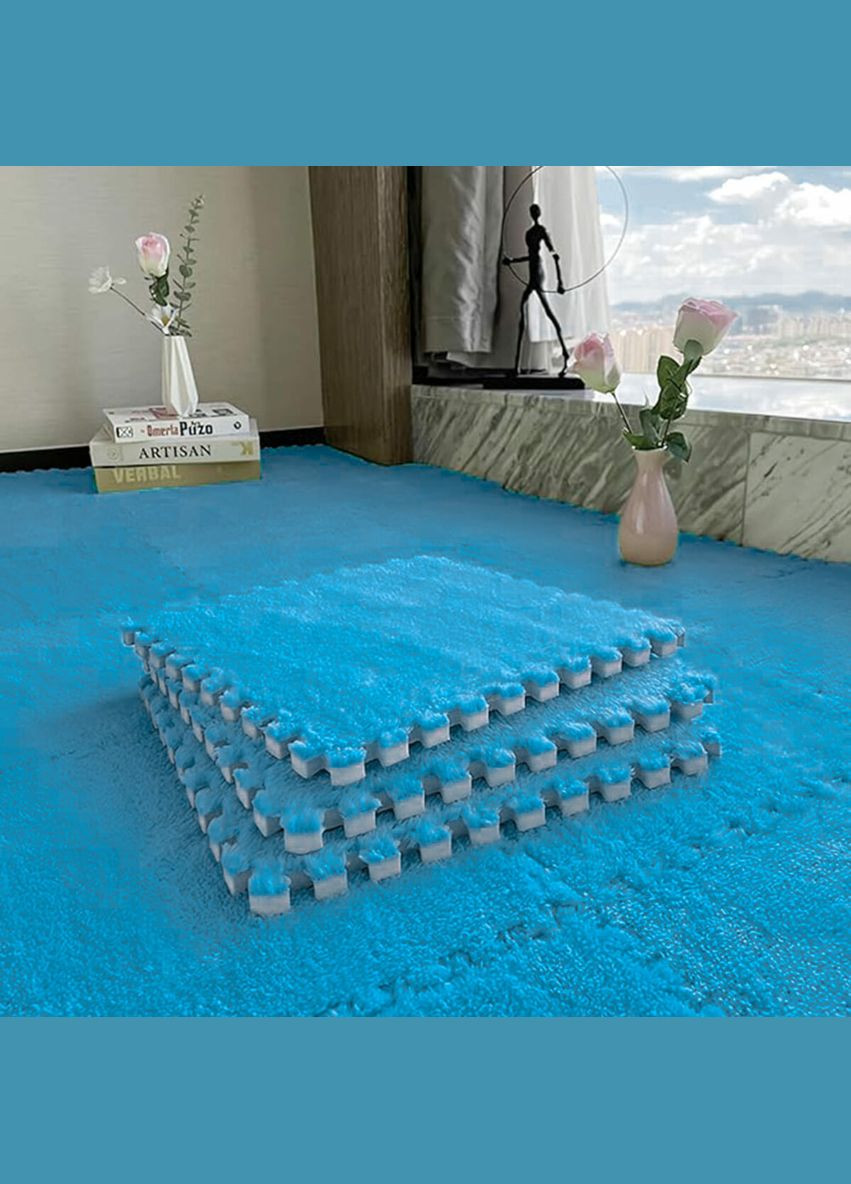 Пол-пазл плюшевый ГОЛУБОЙ 30x30x1cm (D) SW-00002090 Sticker Wall (299843644)