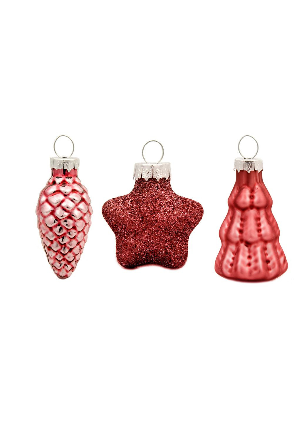 Ялинкові скляні прикраси House of Seasons комплект 14 шт темно-рожеві іграшки для ялинки декор інтер'єру ProDobro (367265370)