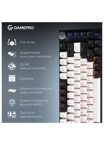 Клавиатура Asgard Valhalla QLAB Sakura Switch RGB Bluetooth/Wireless/USB-C UA Black (MK160-B-QS-PRO) GAMEPRO Asgard Valhalla QLAB Sakura Switch RGB Bluetooth/W (396097210)