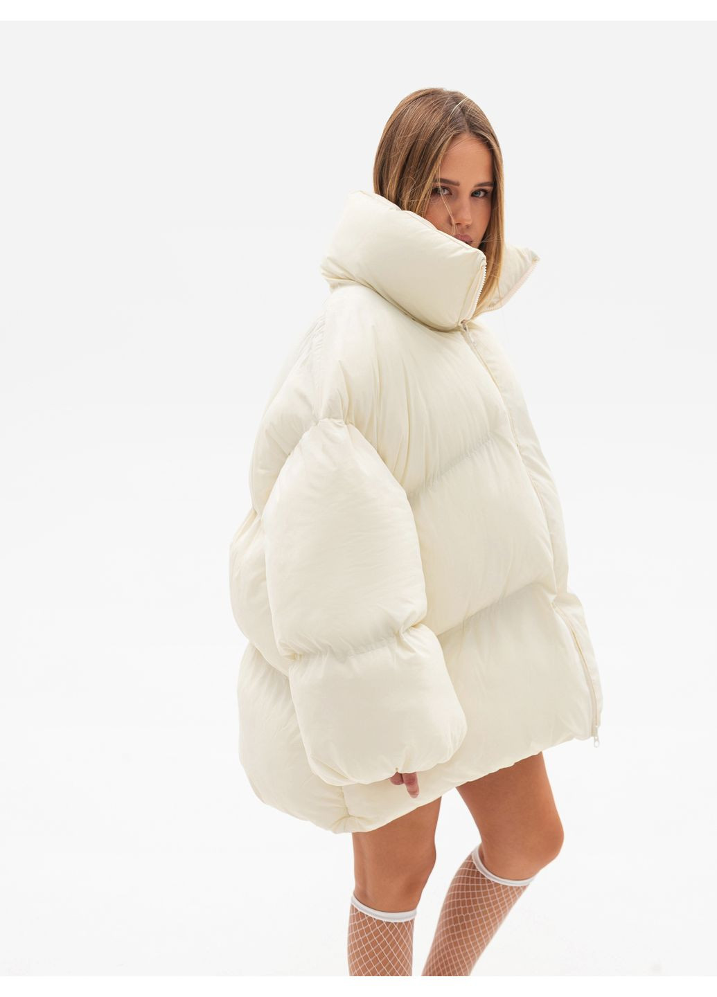 Бежевая зимняя куртка женская зимняя oversized ZF inspire