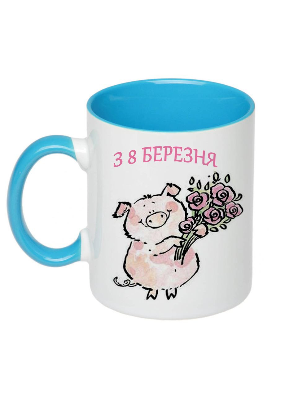 Чашка з принтом ”З 8 березня” 330мл (колір блакитний) (18373) No Brand (312487020)