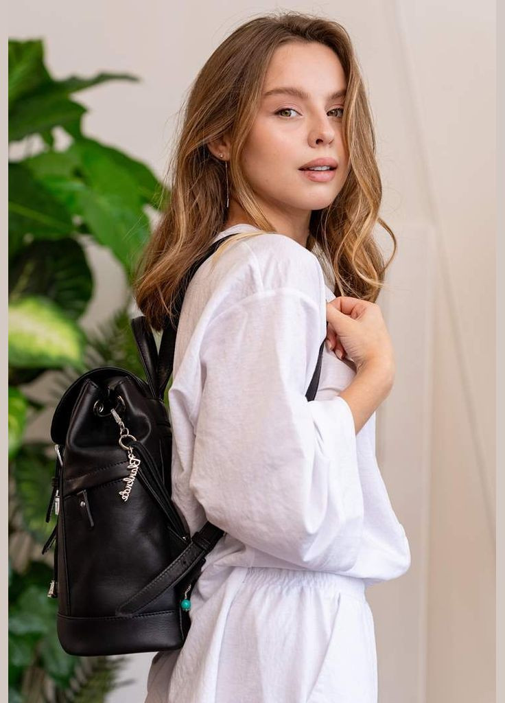 Шкіряний жіночий рюкзак Олсен чорний краст (A-028231) BlankNote (330144377)