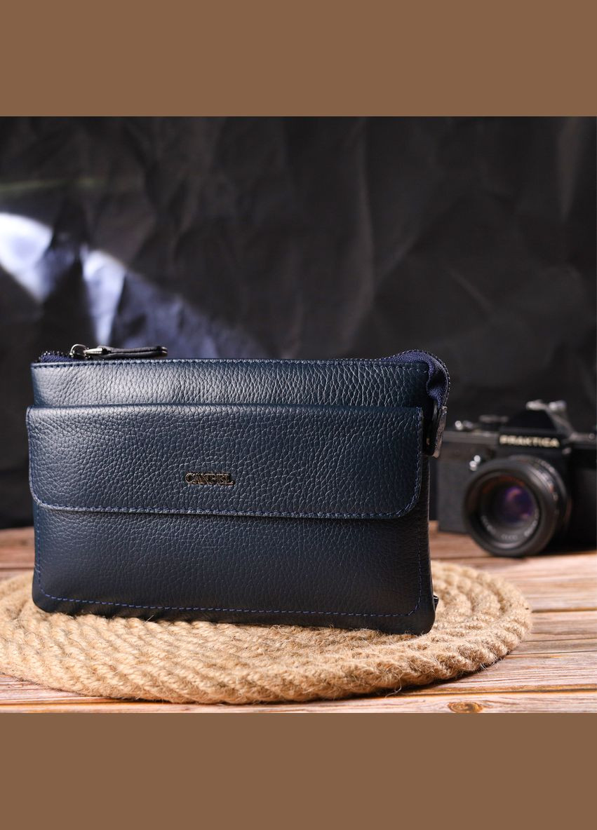 Оригинальный мужской клатч из натуральной кожи 21545 Синий Canpellini (331906990)