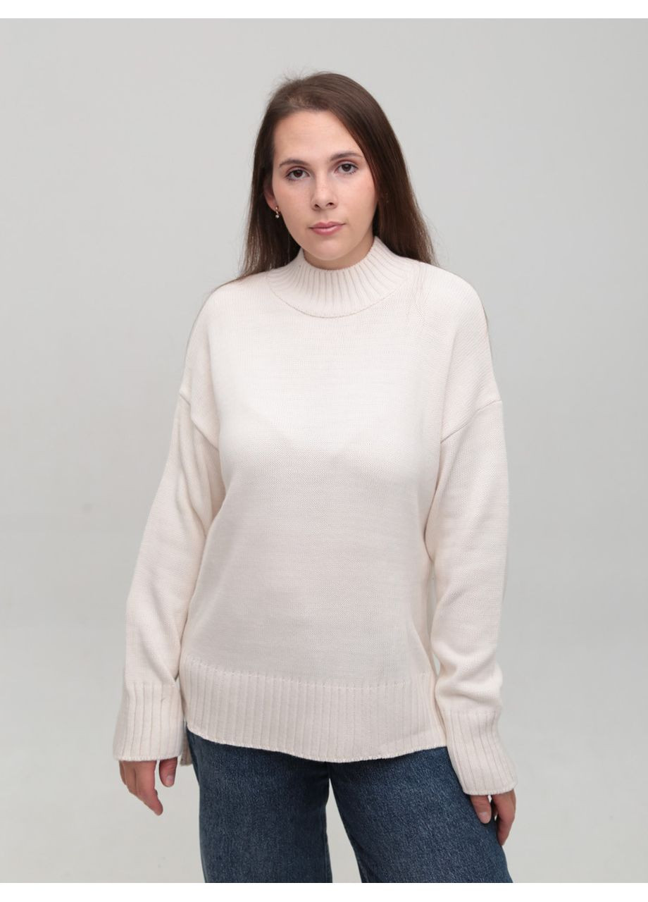 Молочный зимний свитер женский белый свободный с горлом джемпер Karon Вільна