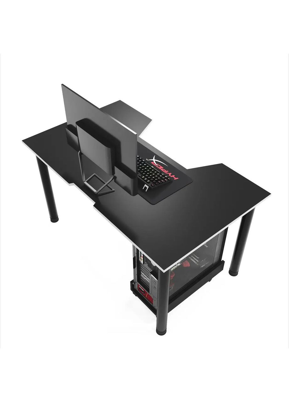 Компьютерный геймерский стол X14(140 см) ЛДСП черный черно-белый No Brand (353497916)