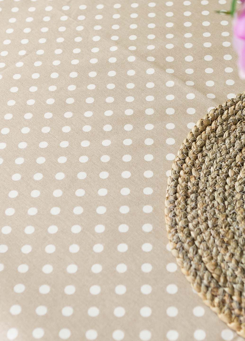 Скатертина з тефлоновим покриттям "Горошок бежевий" 2.2м х 1.8м Homedec - (321982162)