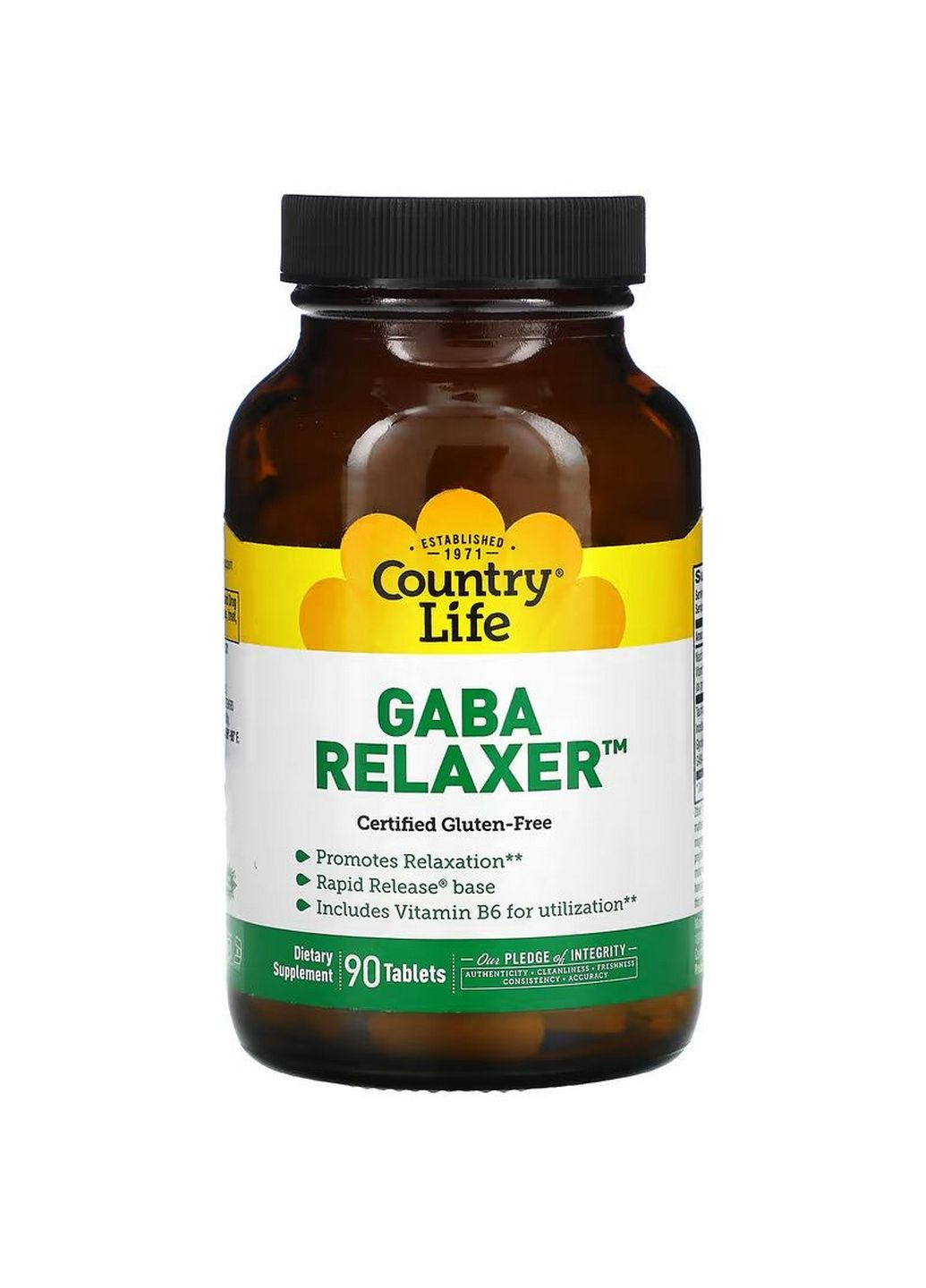 Амінокислота GABA Relaxer, 90 таблеток Country Life (293482971)