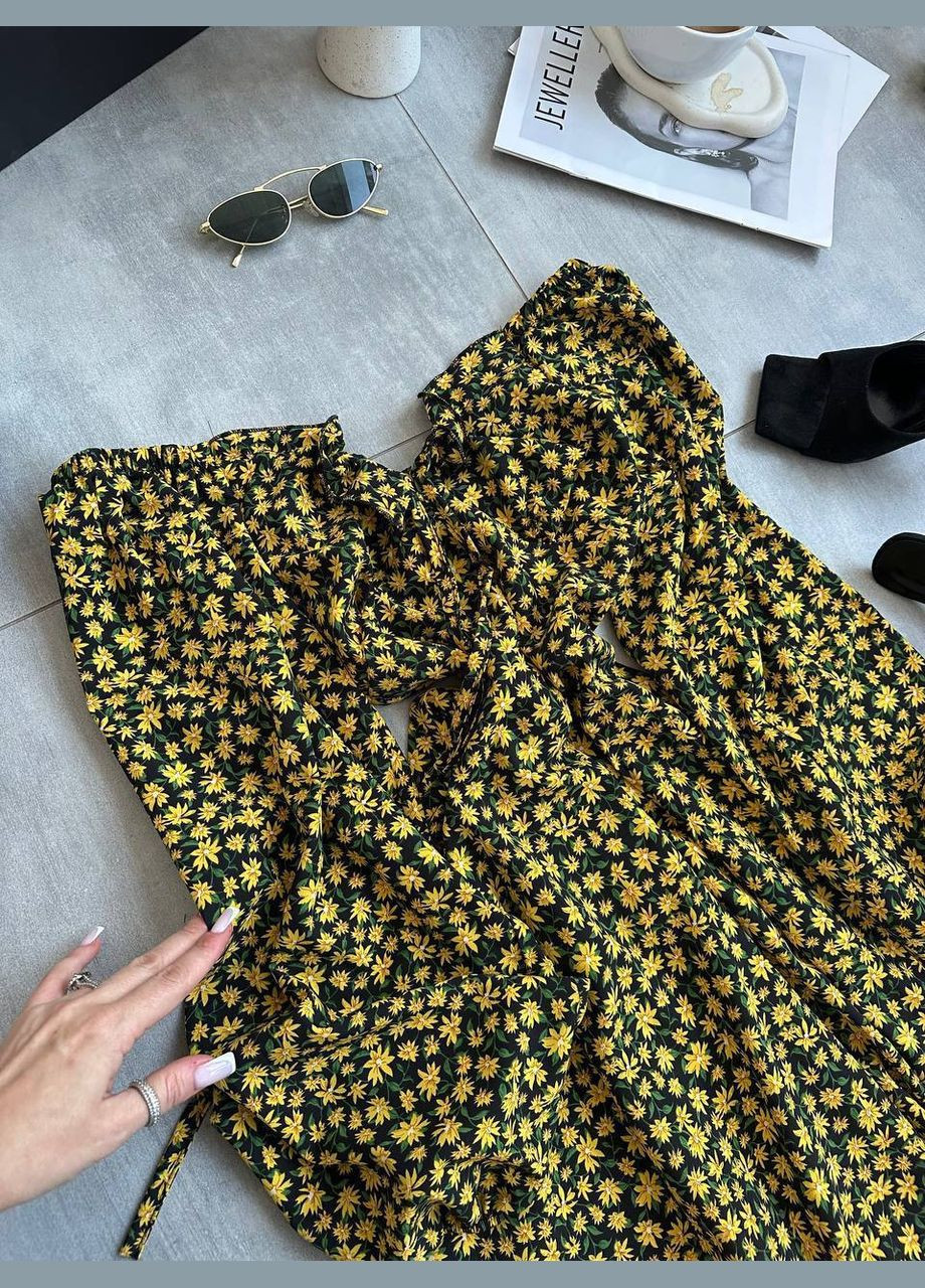 Желтое повседневный платье женское Україна с цветочным принтом